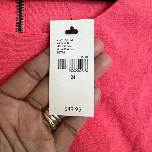 Lane Bryant Coral Pink Sleeveless Split Side Top - Size 24 NWT. - Picture 8 of 8